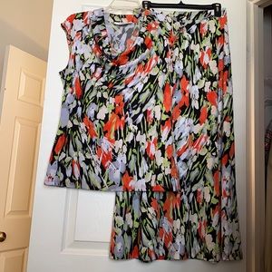 JONES STUDIO SEPARATES SLEEVELESS COWL TOP WITH FLARE SKIRT WITH ELASTIC WAIST!